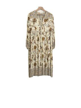 R. Vivimos long sleeve floral print tassel bohemian midi dress